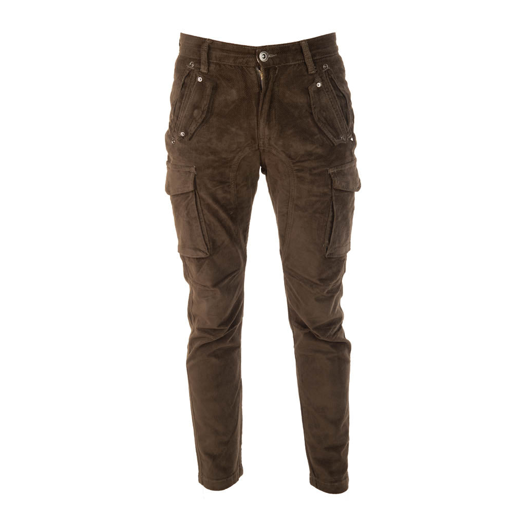 PANTALONE CARGO UOMO GIANNI LUPO IN VELLUTO - COL. MILITARE