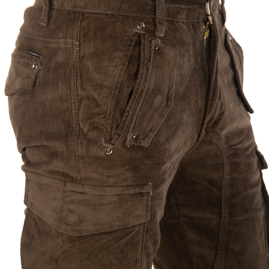 PANTALONE CARGO UOMO GIANNI LUPO IN VELLUTO - COL. MILITARE