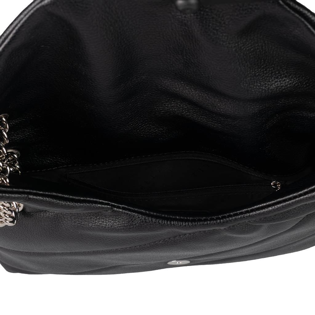 BORSA A SPALLA GRANDE DONNA GAELLE IN ECOPELLE CON LOGO - COL. NERO