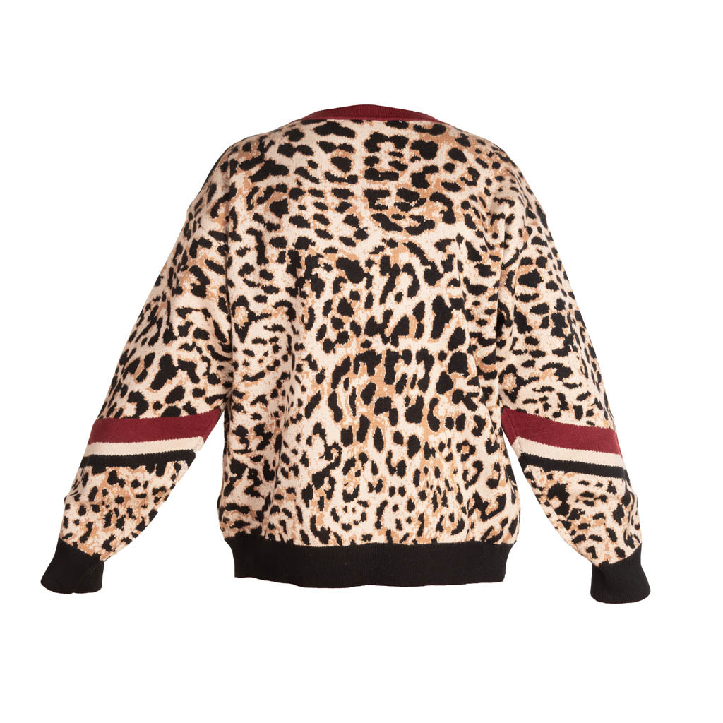 MAGLIA DONNA ARTIGLI CON FANTASIA ANIMALIER - COL. NERO / BORDEAUX