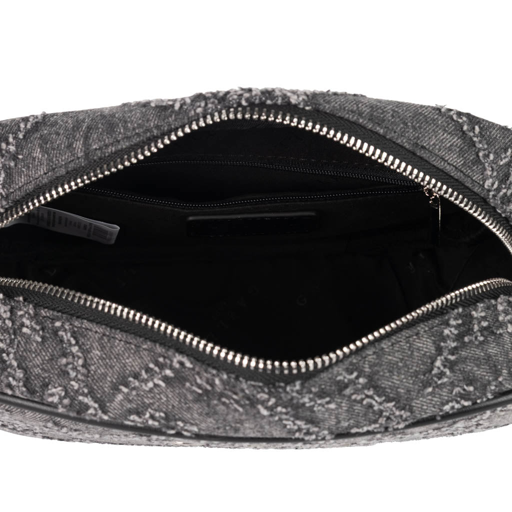 MINI CAMERA BAG DONNA IN DENIM SFRANGIATO - COL. NERO
