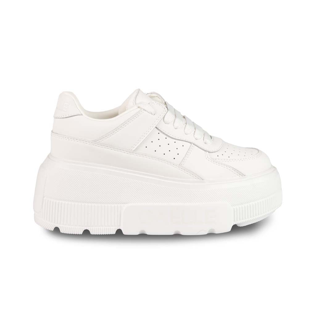 SNEAKERS DONNA GAELLE IN PELLE CON SUOLA ALTA - COL. BIANCO