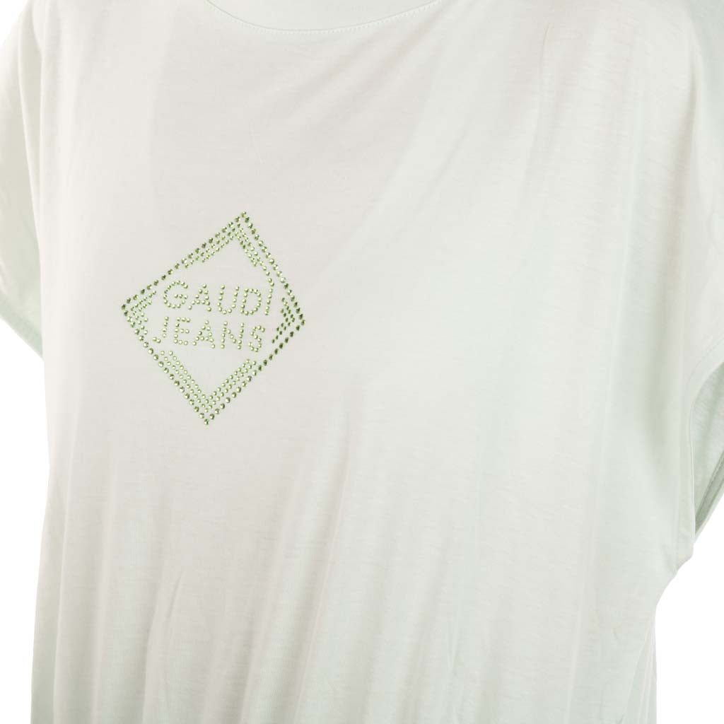 T-SHIRT DONNA GAUDI' IN JERSEY CON LOGO E STRASS - Colori disponibili: 3
