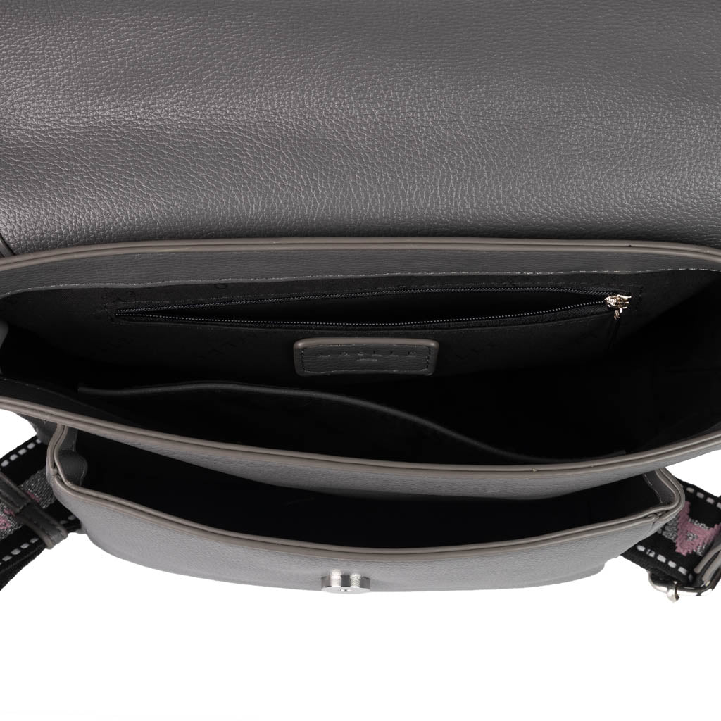 TRACOLLA DONNA GAELLE IN ECOPELLE CHIUSURA CON PATTA - COL. GRIGIO