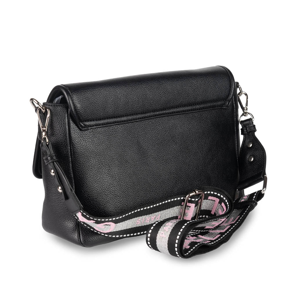 TRACOLLA DONNA GAELLE IN ECOPELLE CHIUSURA CON PATTA - COL. NERO