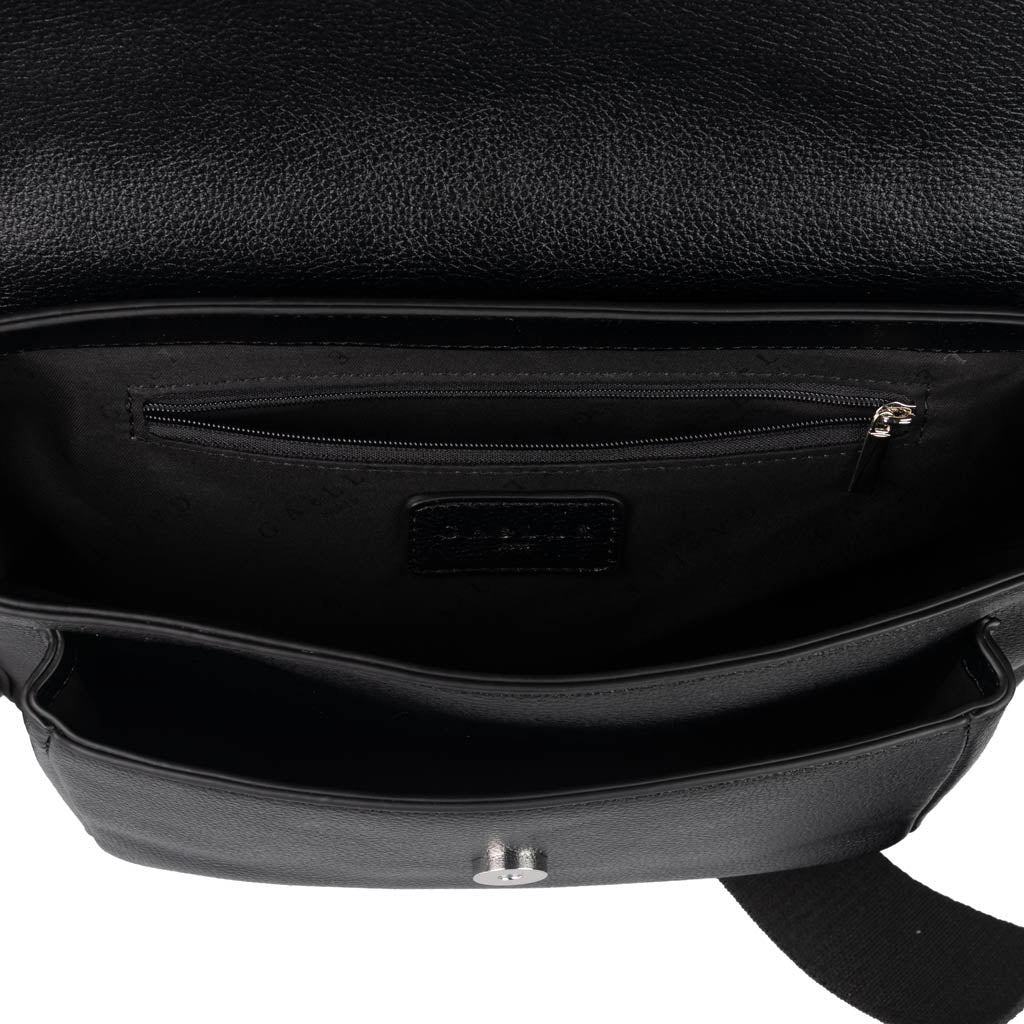 TRACOLLA DONNA GAELLE IN ECOPELLE CHIUSURA CON PATTA - COL. NERO