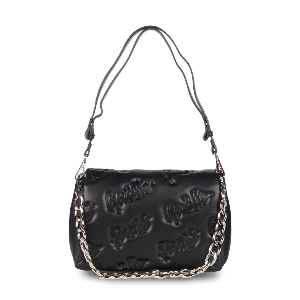 BORSA A SPALLA DONNA GAELLE IN ECOPELLE LOGATA - COL. NERO