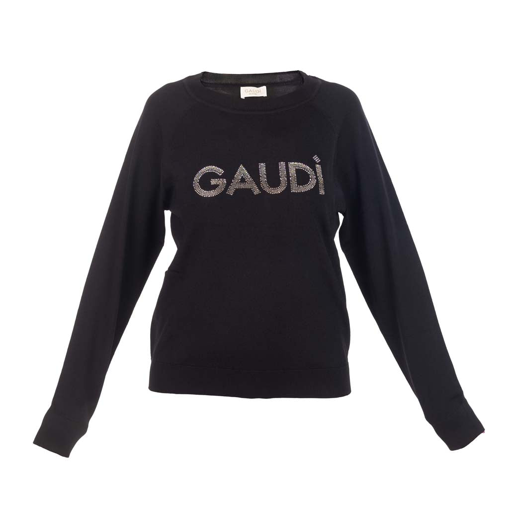 MAGLIA DONNA GAUDI' CON LOGO E STRASS - Colori disponibili: 3