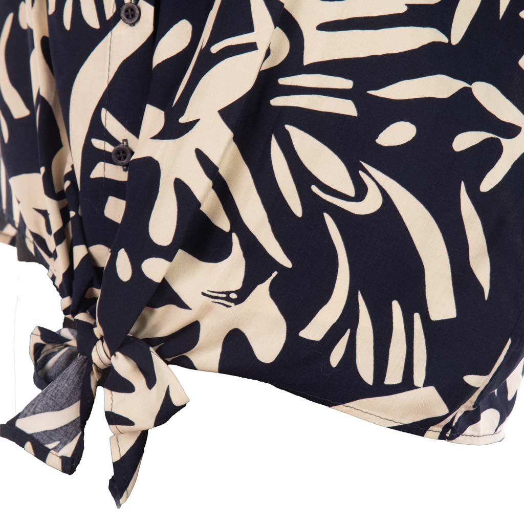 BLUSA A CAMICETTA ARTIGLI MEZZA MANICA CON FANTASIA - COL. AVORIO / BLU