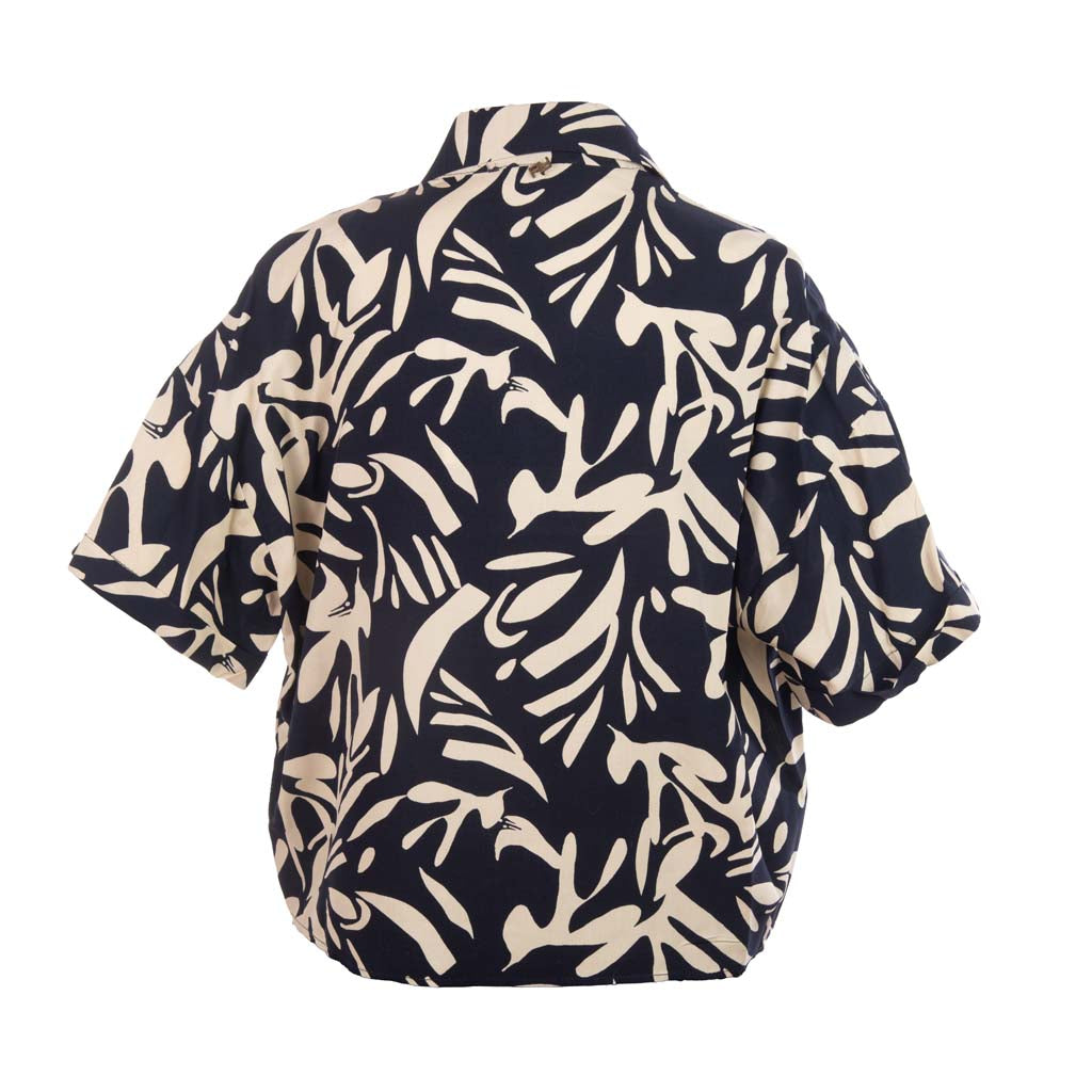 BLUSA A CAMICETTA ARTIGLI MEZZA MANICA CON FANTASIA - COL. AVORIO / BLU