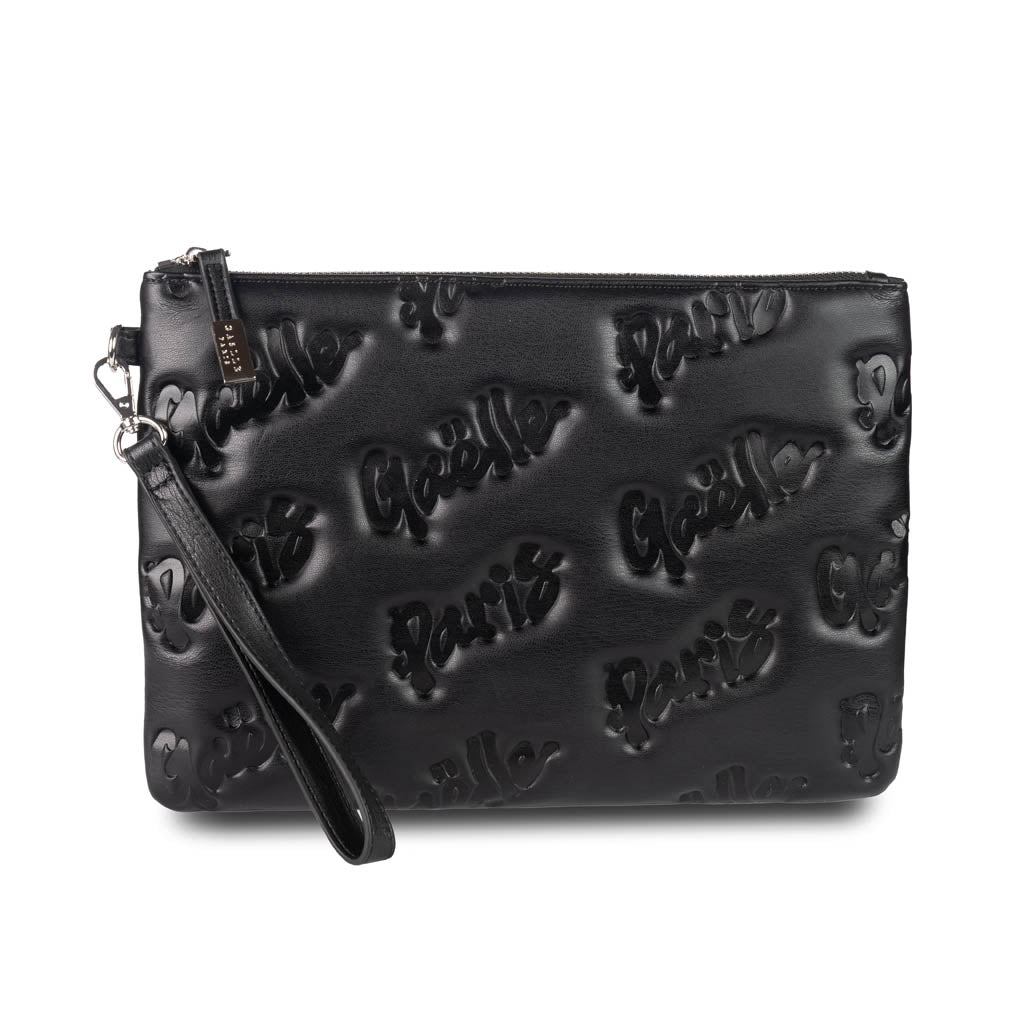 POCHETTE DONNA GAELLE IN ECOPELLE LOGATA - COL. NERO