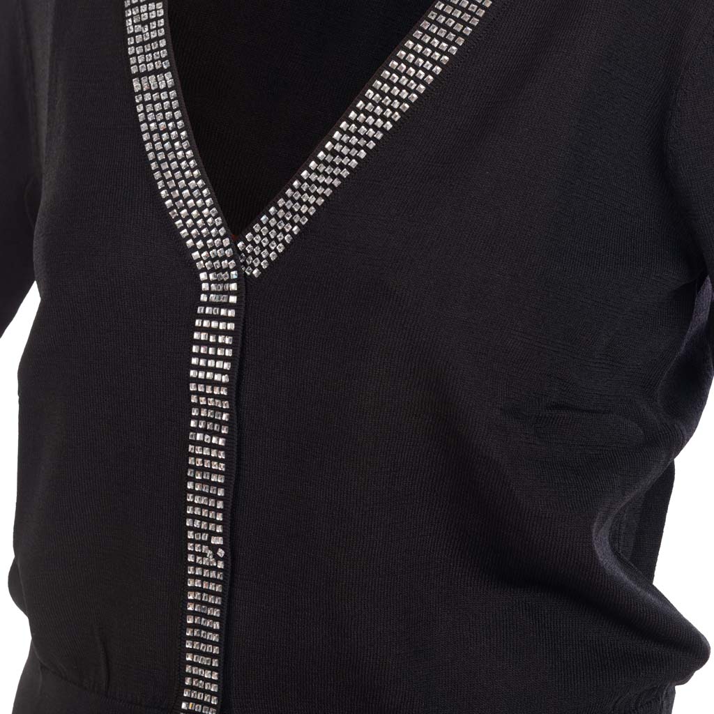 CARDIGAN DONNA GAUDI' IN FILATO CON STRASS - Colori disponibili: 2