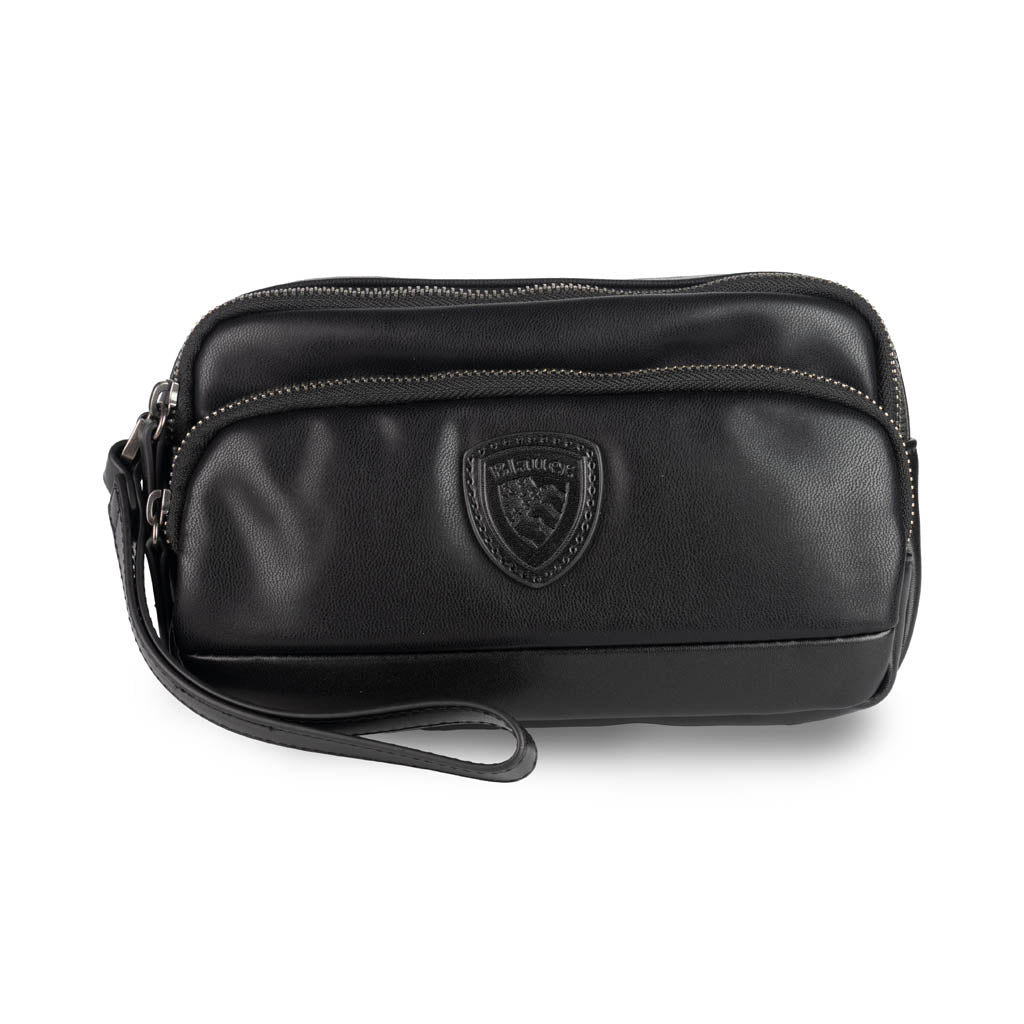 POCHETTE UOMO BLAUER IN ECOPELLE CON LOGO - COL. NERO
