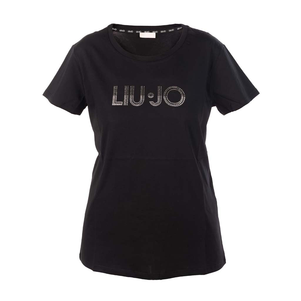 T-SHIRT DONNA LIU JO CON LOGO IN STRASS FRONTALE - Colori disponibili: 2
