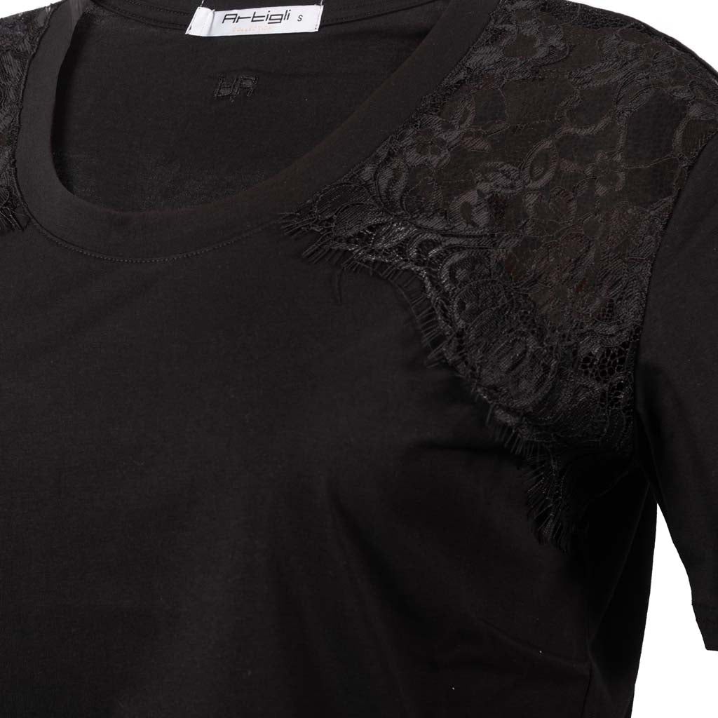T-SHIRT DONNA ARTIGLI CON INSERTI IN PIZZO - Colori disponibili: 2