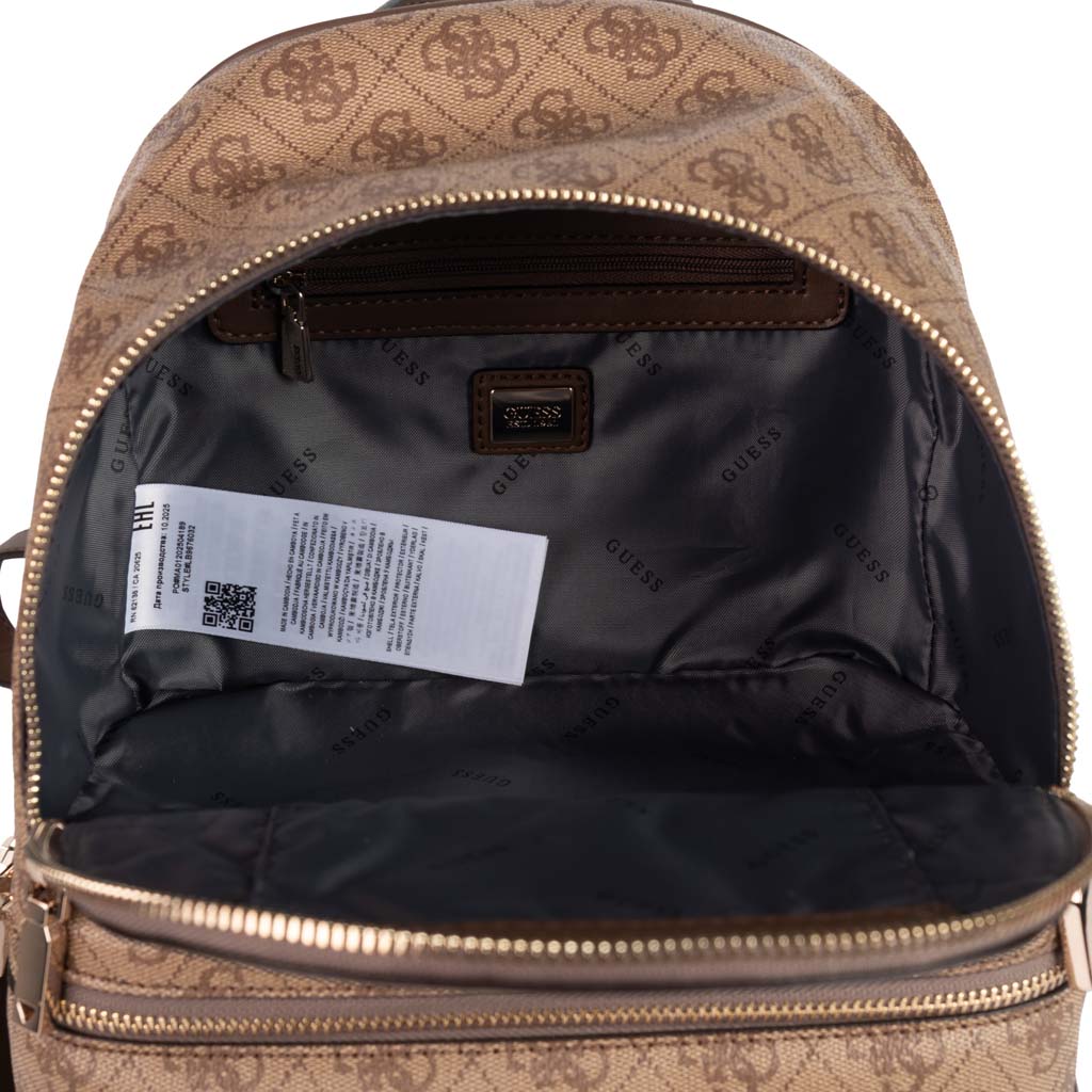 ZAINO DONNA GUESS CON STAMPA LOGO ALL OVER - COL. BEIGE