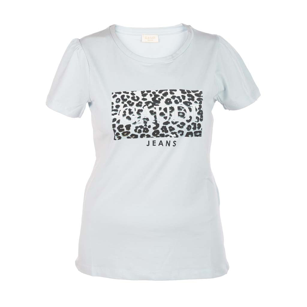 T-SHIRT DONNA GAUDI' IN COTONE CON STAMPA ANIMALIER - Colori disponibili: 2
