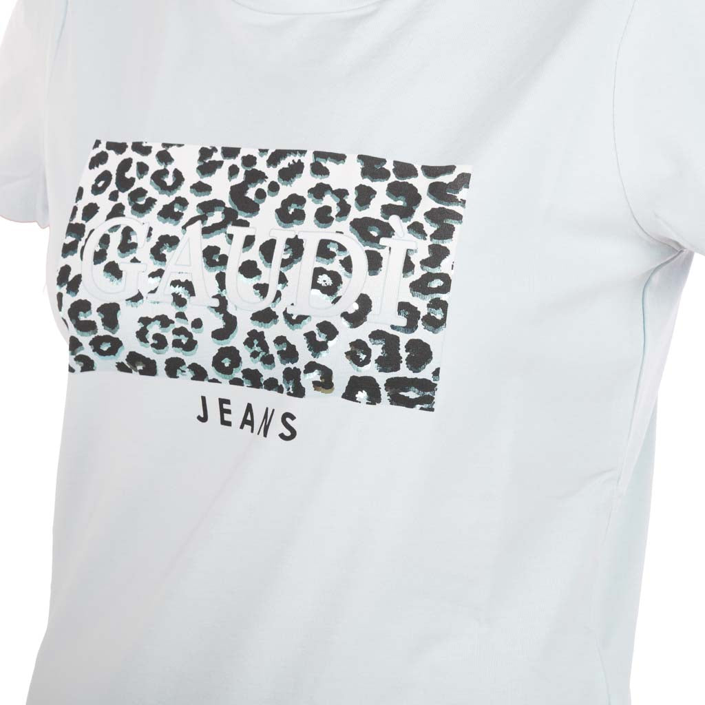 T-SHIRT DONNA GAUDI' IN COTONE CON STAMPA ANIMALIER - Colori disponibili: 2