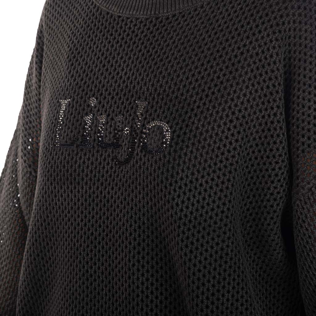MAGLIONE DONNA LIU JO TRAFORATO CON LOGO - COL. NERO