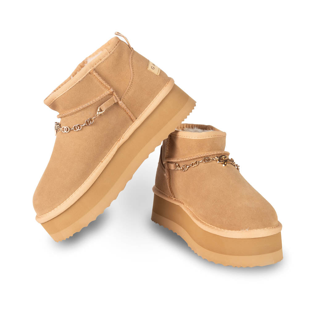 STIVALI BASSI ESKIMO DONNA GAELLE IN SUEDE ED ECO PELLICCIA - COL. CAMMELLO