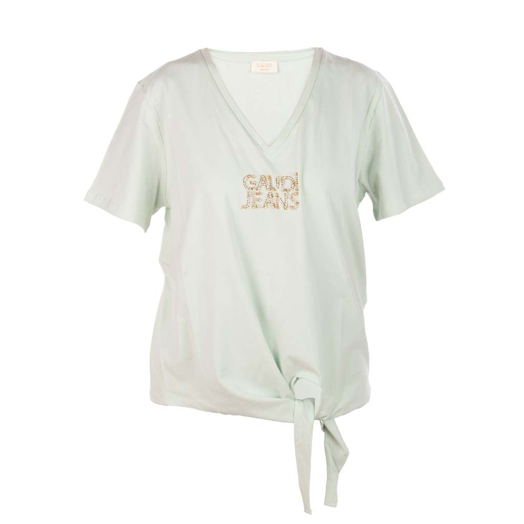 T-SHIRT DONNA GAUDI' CON SCOLLO A V E NODO - Colori disponibili: 2