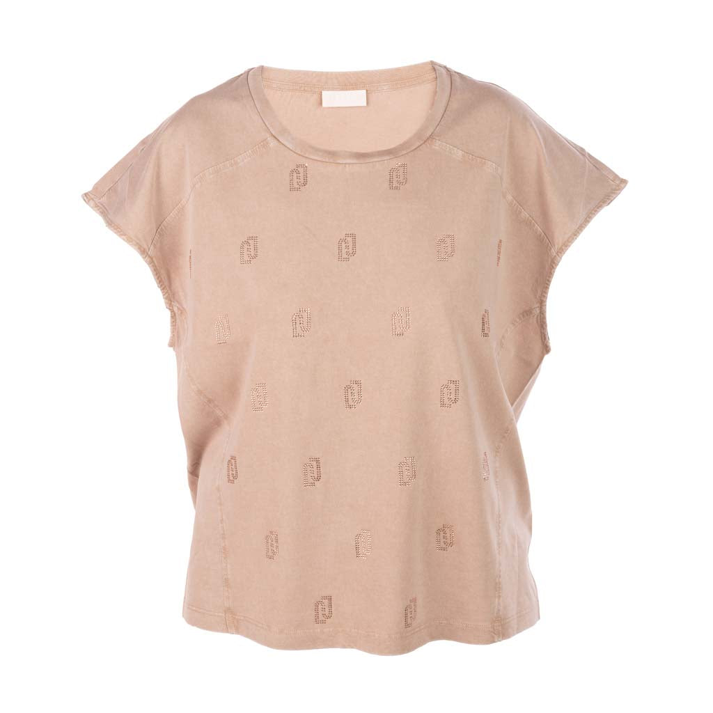 T-SHIRT DONNA LIU JO IN JERSEY DI COTONE CON STRASS - Colori disponibili: 2