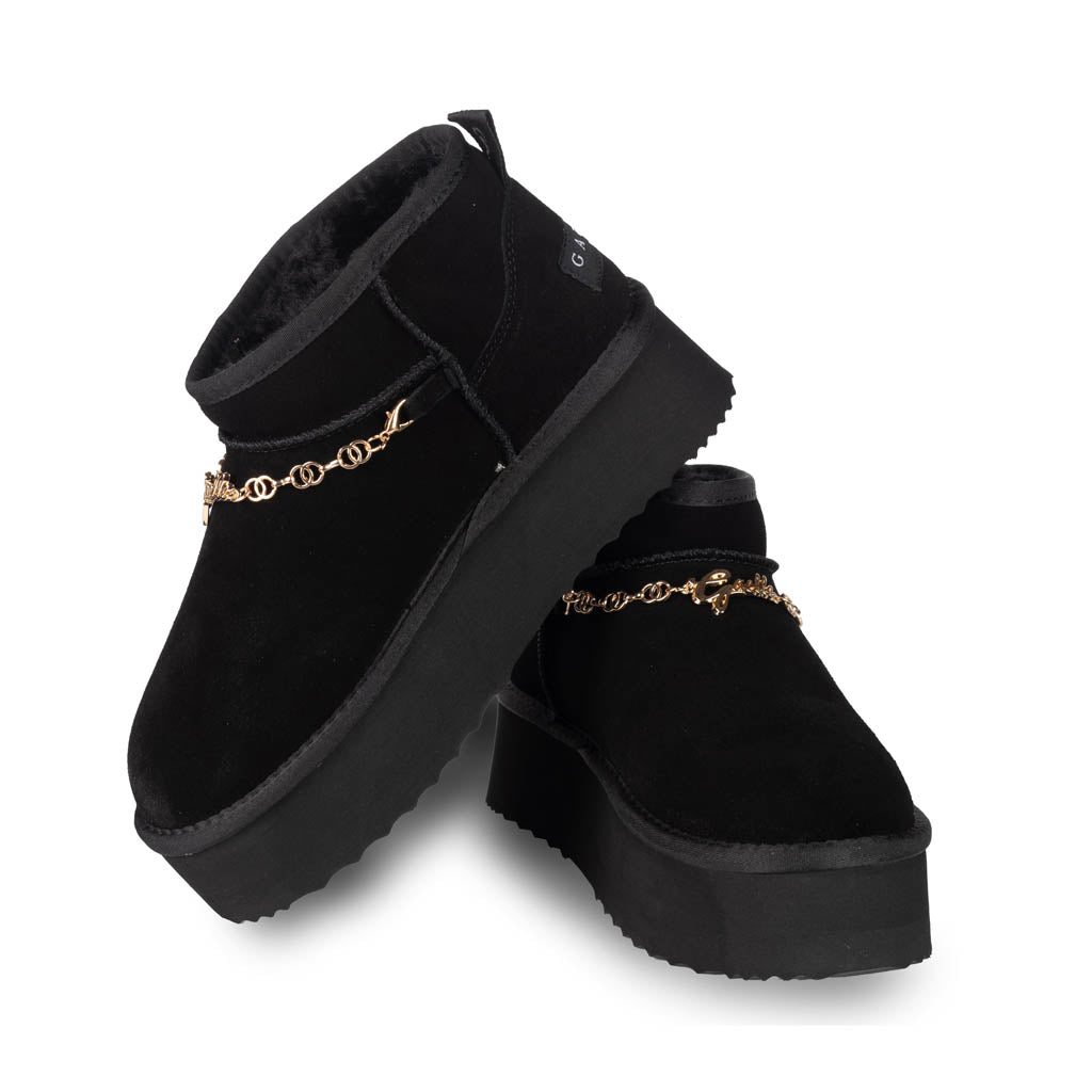 STIVALI BASSI ESKIMO DONNA GAELLE IN SUEDE ED ECO PELLICCIA - COL. NERO