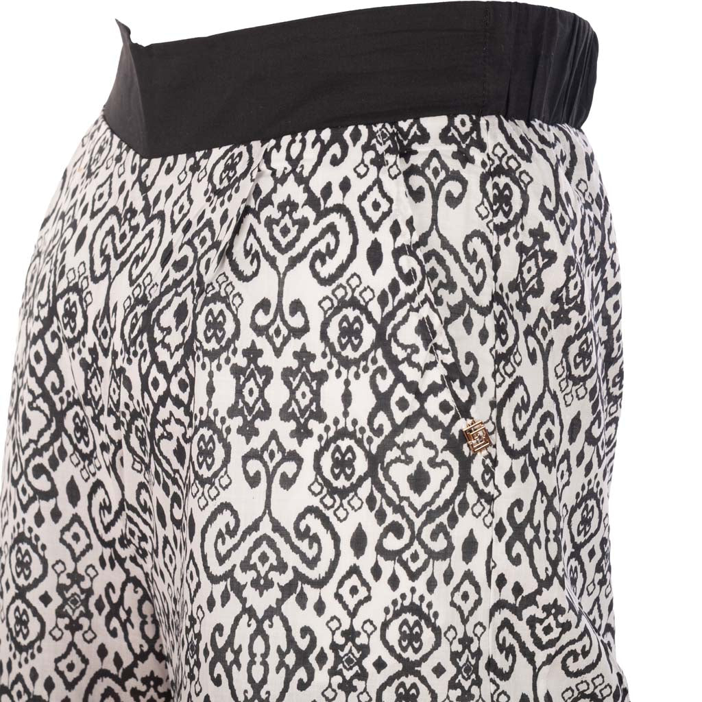 PANTALONI DONNA GAUDI' IN MUSSOLA DI COTONE STAMPATA - COL. BIANCO / NERO