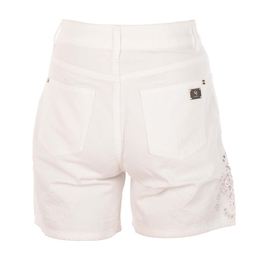 SHORTS DONNA GAUDI' IN MISTO COTONE CON RICAMO TRAFORATO - Colori disponibili: 2
