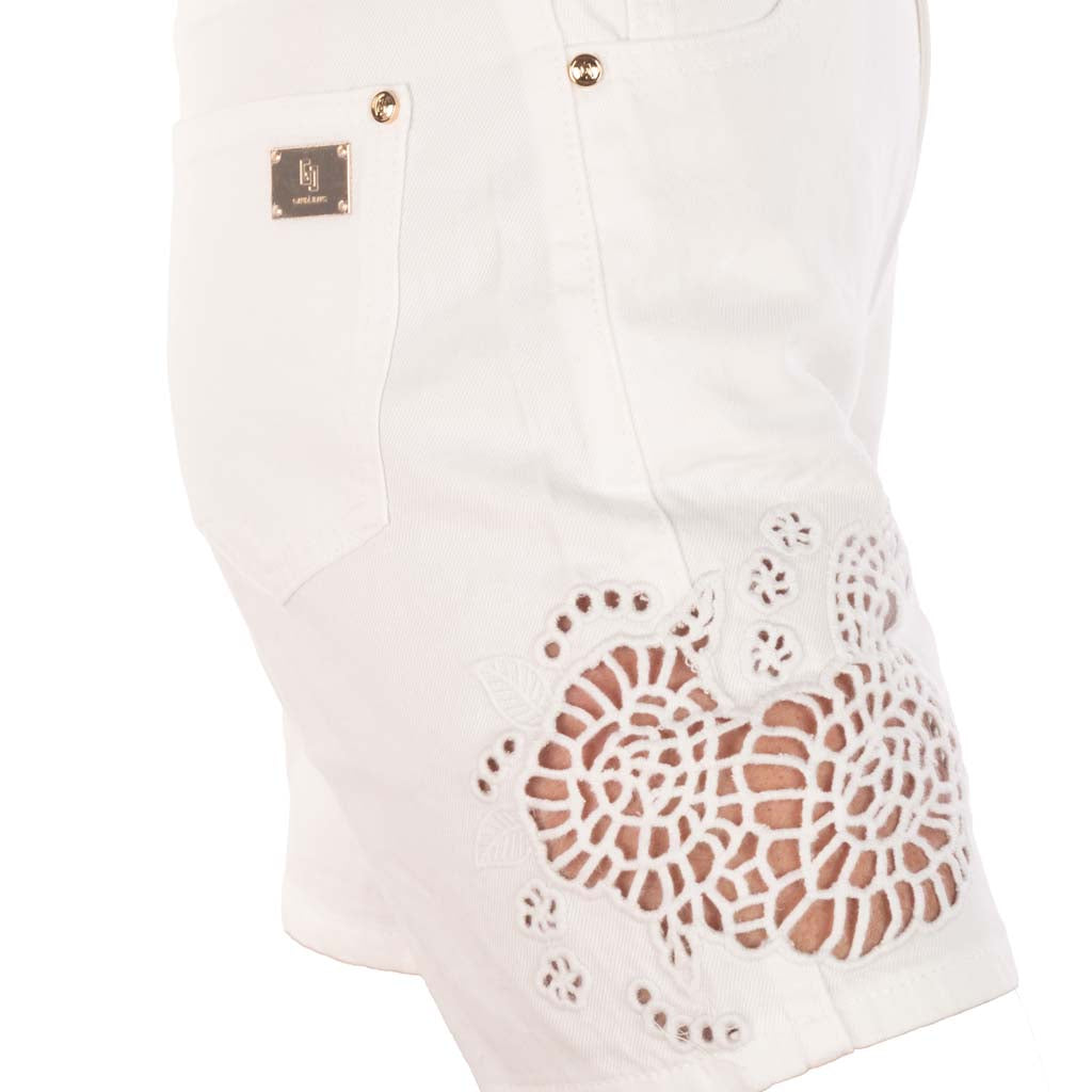 SHORTS DONNA GAUDI' IN MISTO COTONE CON RICAMO TRAFORATO - Colori disponibili: 2