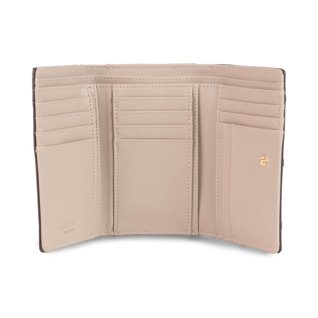 PORTAFOGLIO TRIFOLD DONNA LIU JO IN ECOPELLE LOGATA - COL. DESERT TAUPE
