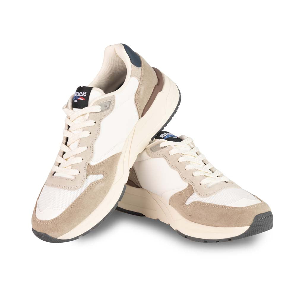 SNEAKERS UOMO BLAUER CON INSERTI IN SUEDE MOD. "RAY" - COL. BEIGE