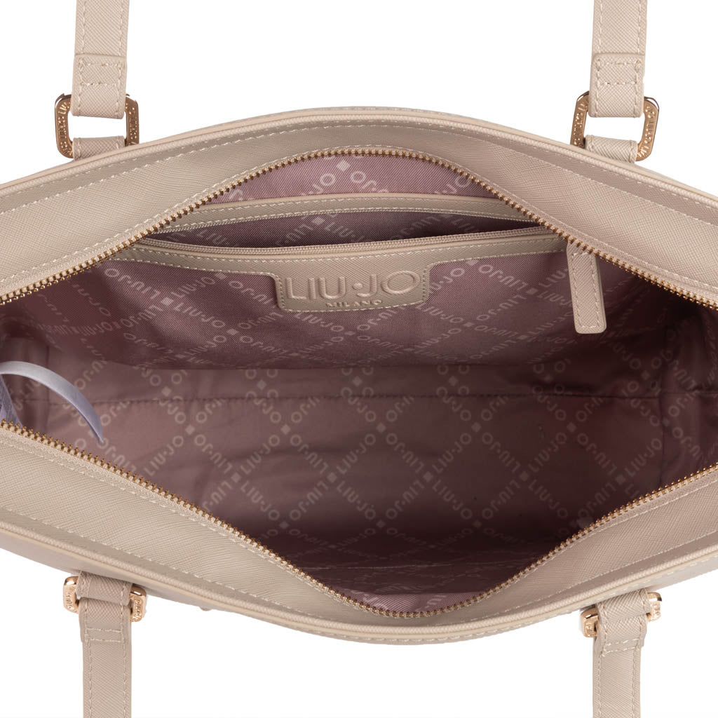 BORSA DONNA LIU JO IN ECOPELLE CON LOGO IN RILIEVO - COL. NEUTRO