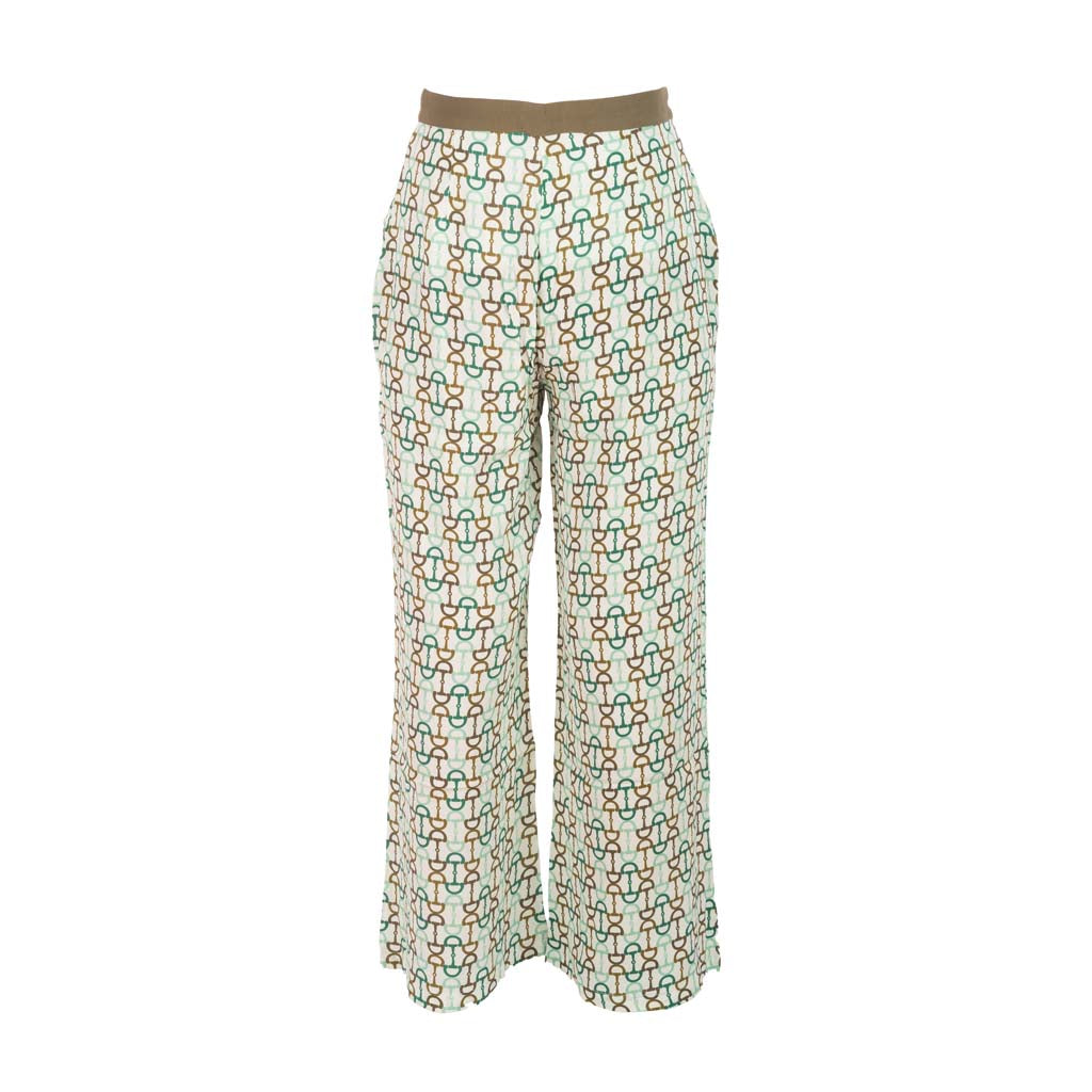 PANTALONI DONNA GAUDI' CON STAMPA E PINCES - COL. FAIREST JADE