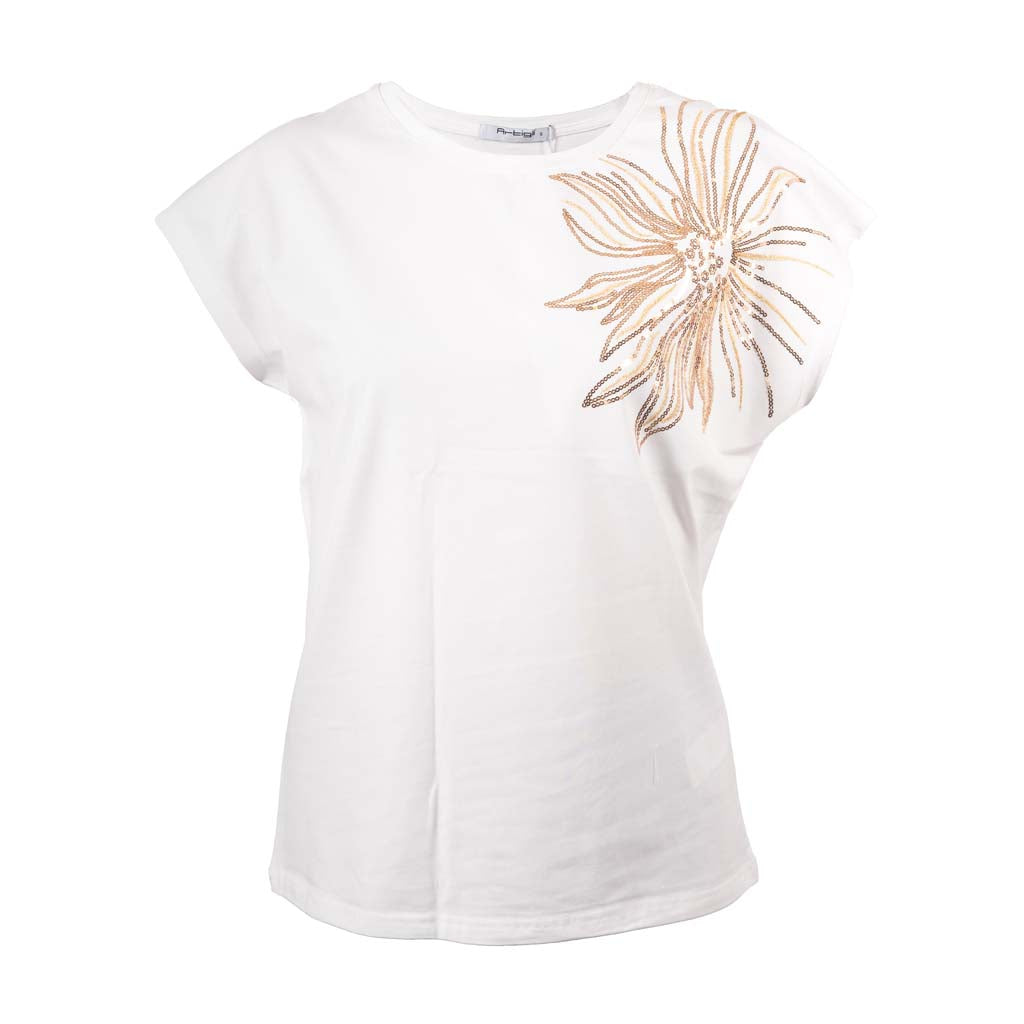 T-SHIRT DONNA ARTIGLI CON APPLICAZIONE - COL. PANNA