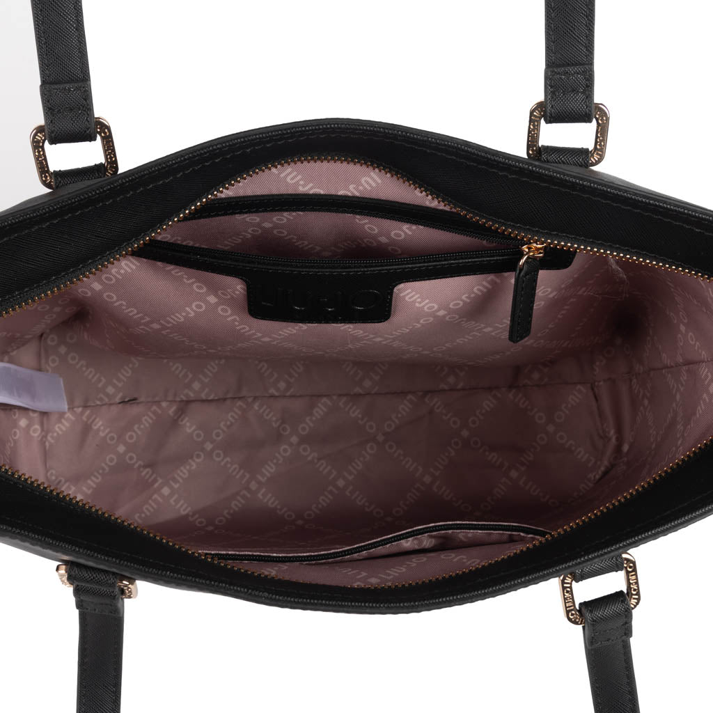 BORSA DONNA LIU JO IN ECOPELLE CON LOGO IN RILIEVO - COL. NERO