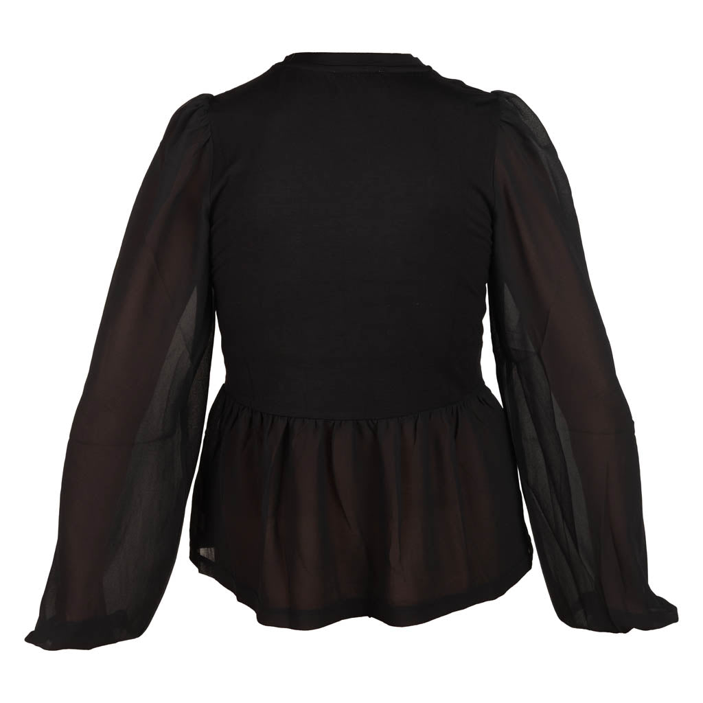 T-SHIRT DONNA GAUDI' IN JERSEY E GEORGETTE CON LOGO - COL. NERO
