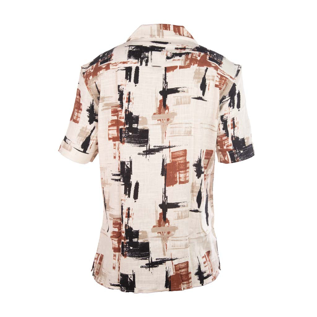 CAMICIA ANTONY MORATO RELAXED STRAIGHT FIT CON STAMPA ASTRATTA - COL. BURRO