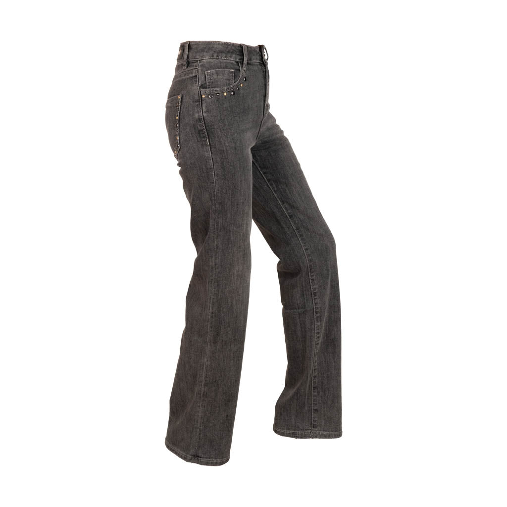 JEANS DONNA GAUDI' EFFETTO USED CON BORCHIE