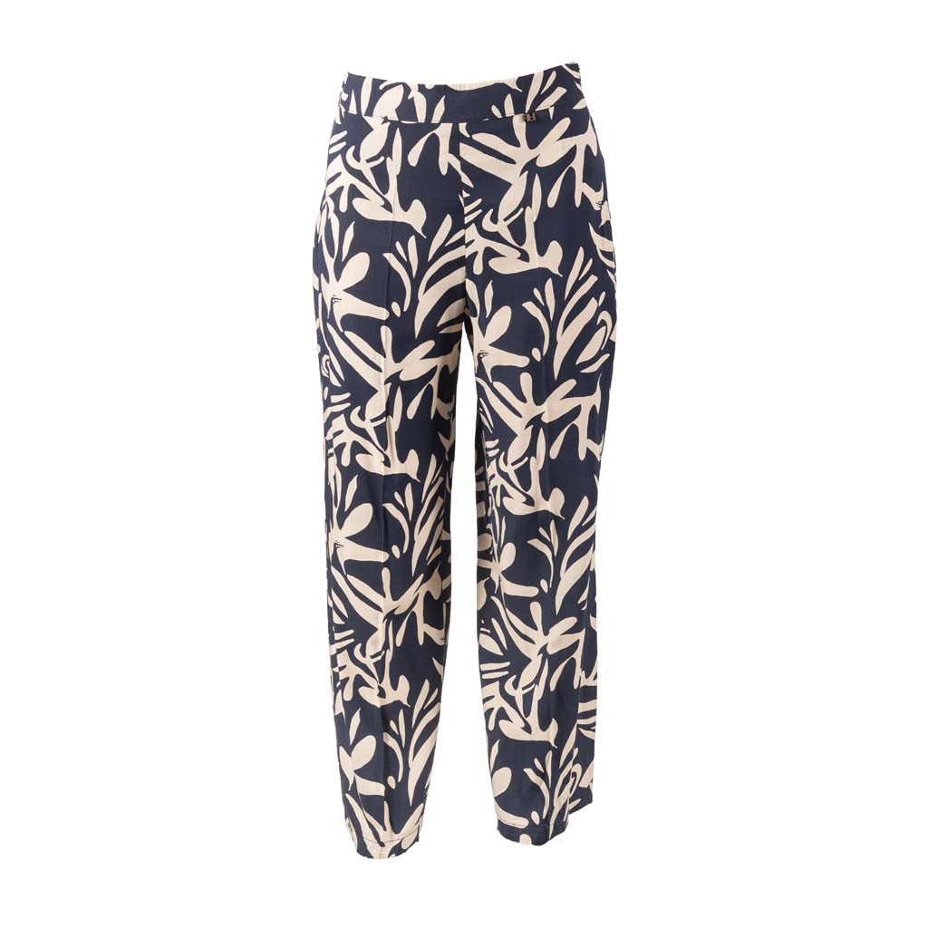 PANTALONE DONNA ARTIGLI CON FANTASIA - COL. AVORIO / BLU