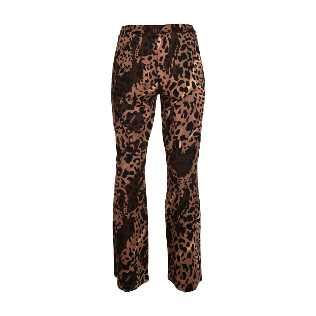 PANTALONI DONNA LIU JO BETTER CON STAMPA ANIMALIER - COL. CIOCCOLATO
