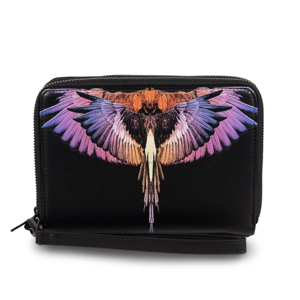 POCHETTE UOMO COUNTY OF MILAN IN ECOPELLE CON STAMPA - NERO / RED WINGS