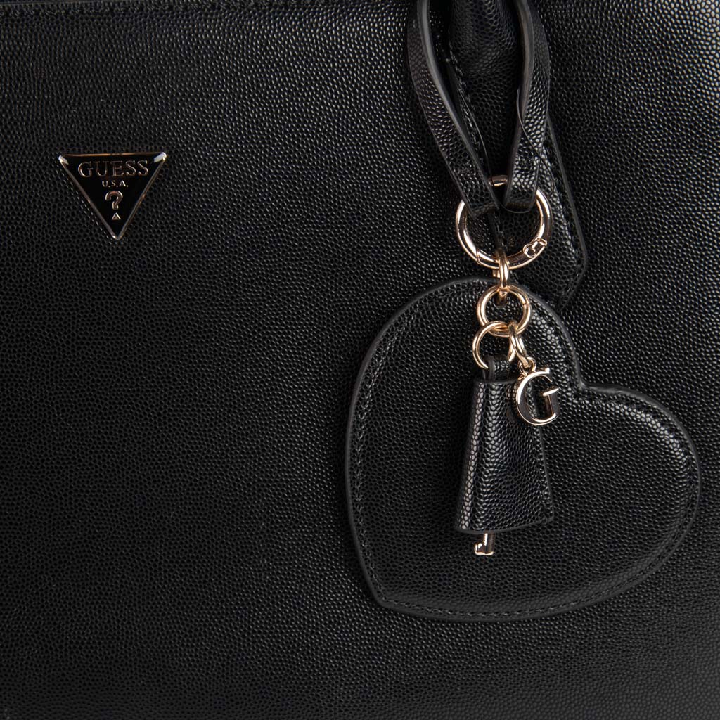 BORSA A MANO DONNA GUESS CON CHARM CUORE - COL. NERO
