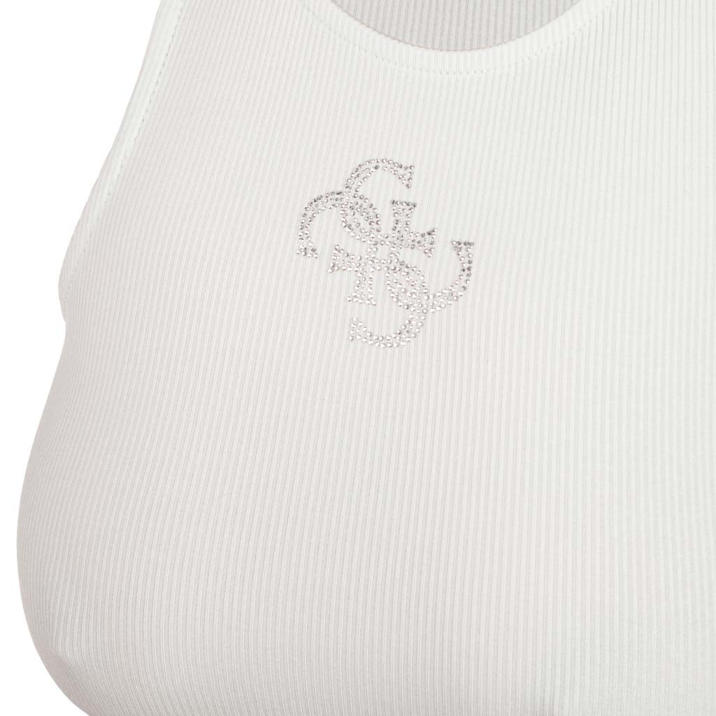 TOP DONNA GUESS A COSTINE CON LOGO IN STRASS - Colori disponibili: 2