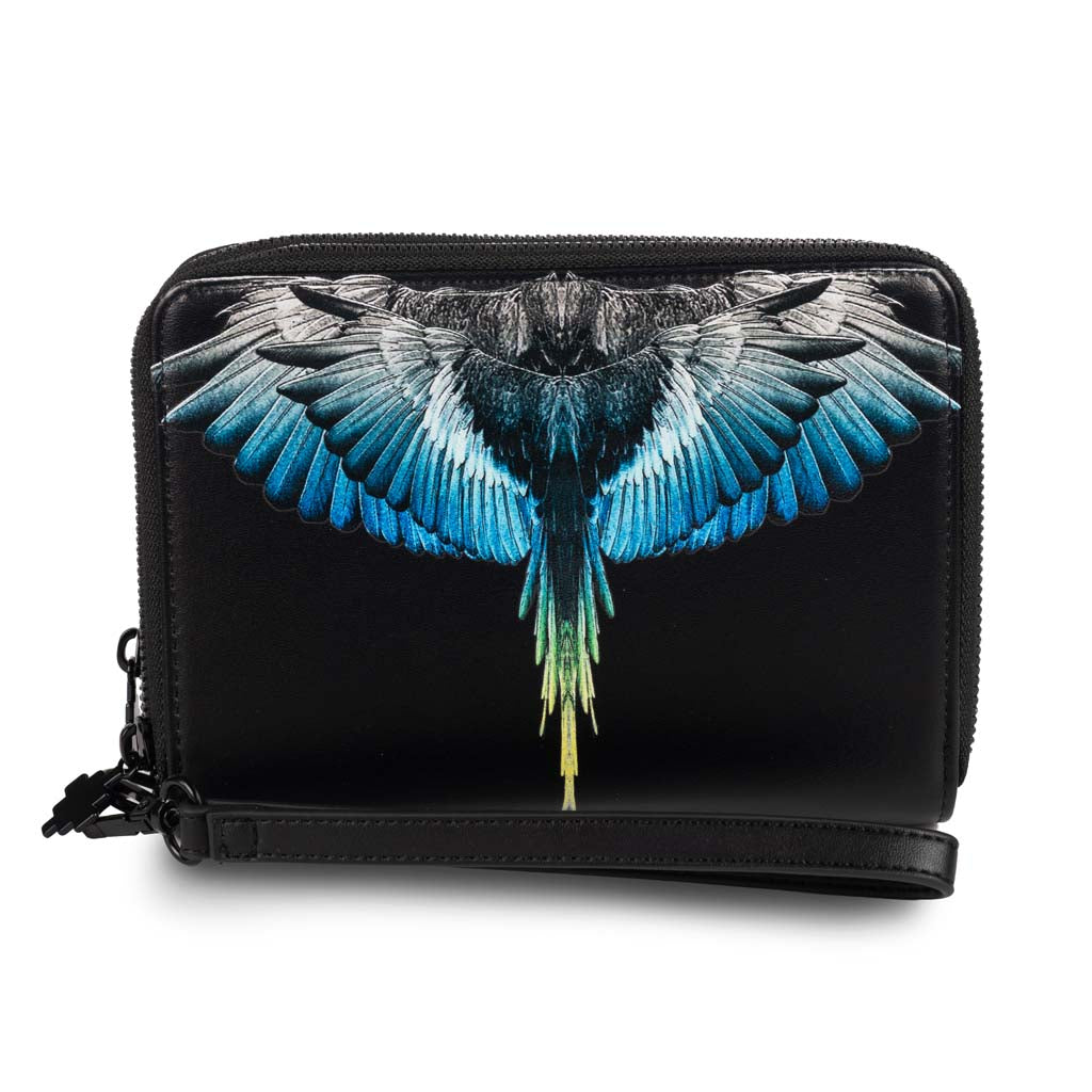POCHETTE UOMO COUNTY OF MILAN IN ECOPELLE CON STAMPA - NERO / ROYAL WINGS