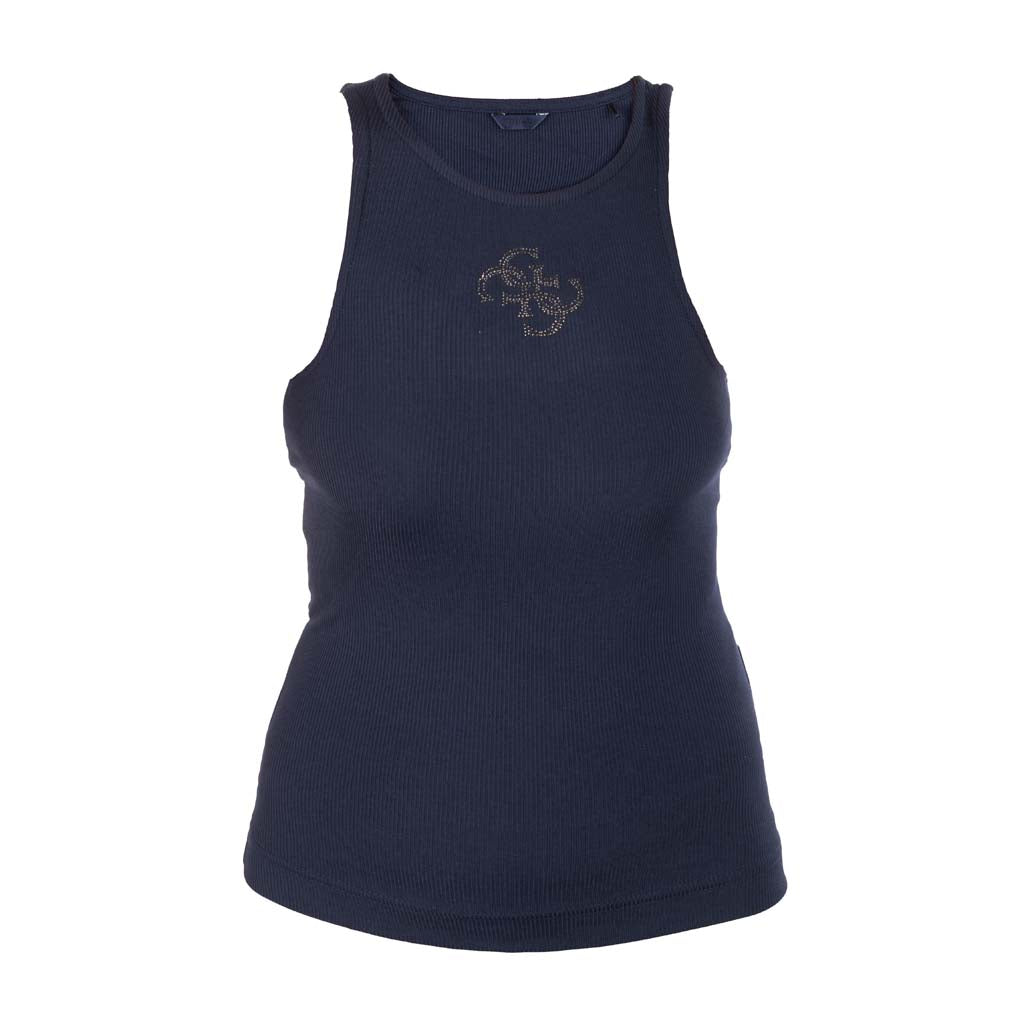 TOP DONNA GUESS A COSTINE CON LOGO IN STRASS - Colori disponibili: 2