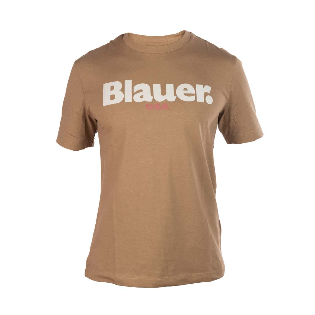 T-SHIRT UOMO BLAUER CON STAMPA LOGO FRONTALE A CONTRASTO - Colori disponibili: 4
