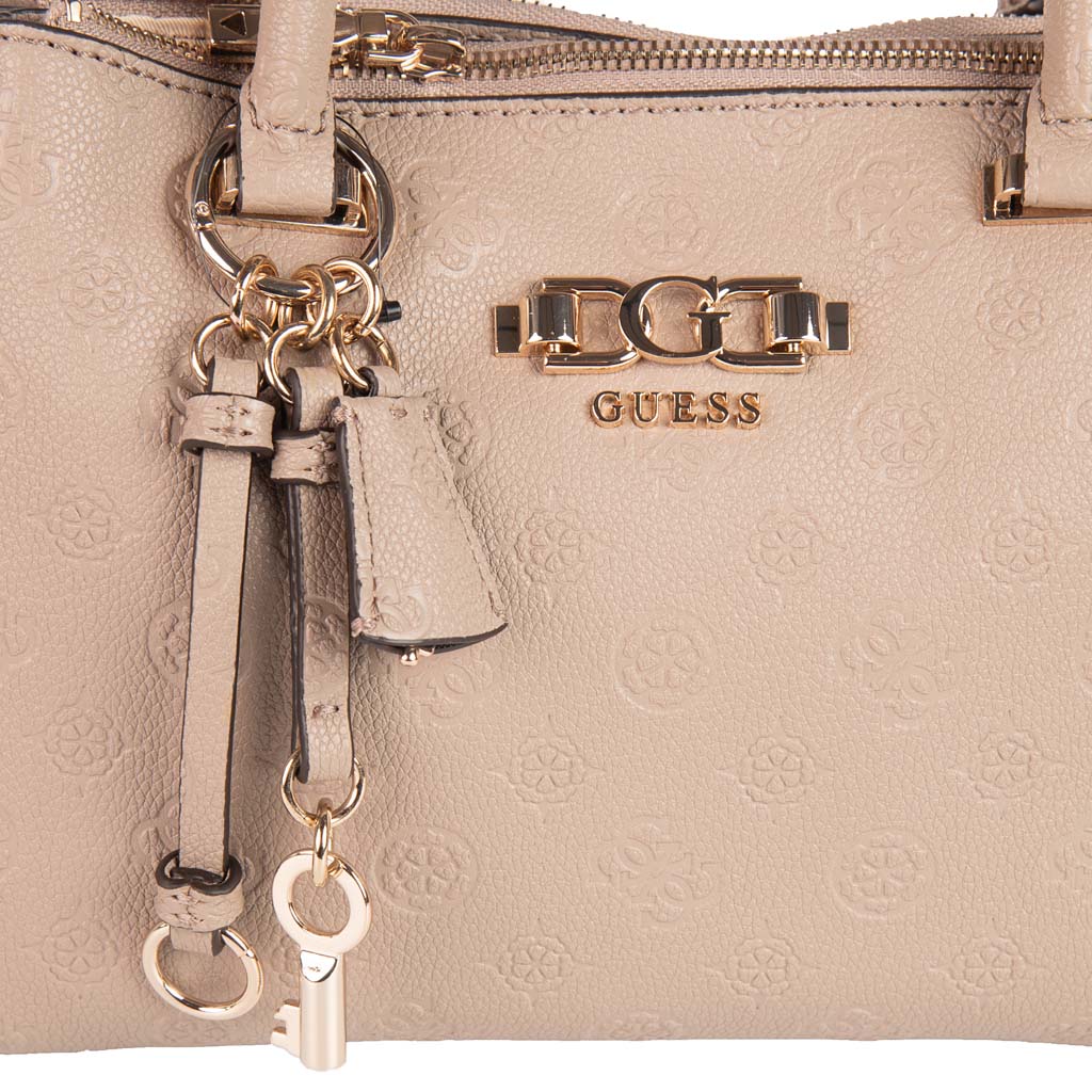 BORSA DONNA GUESS LOGO 4G PEONY CON CHARM - COL. TORTORA