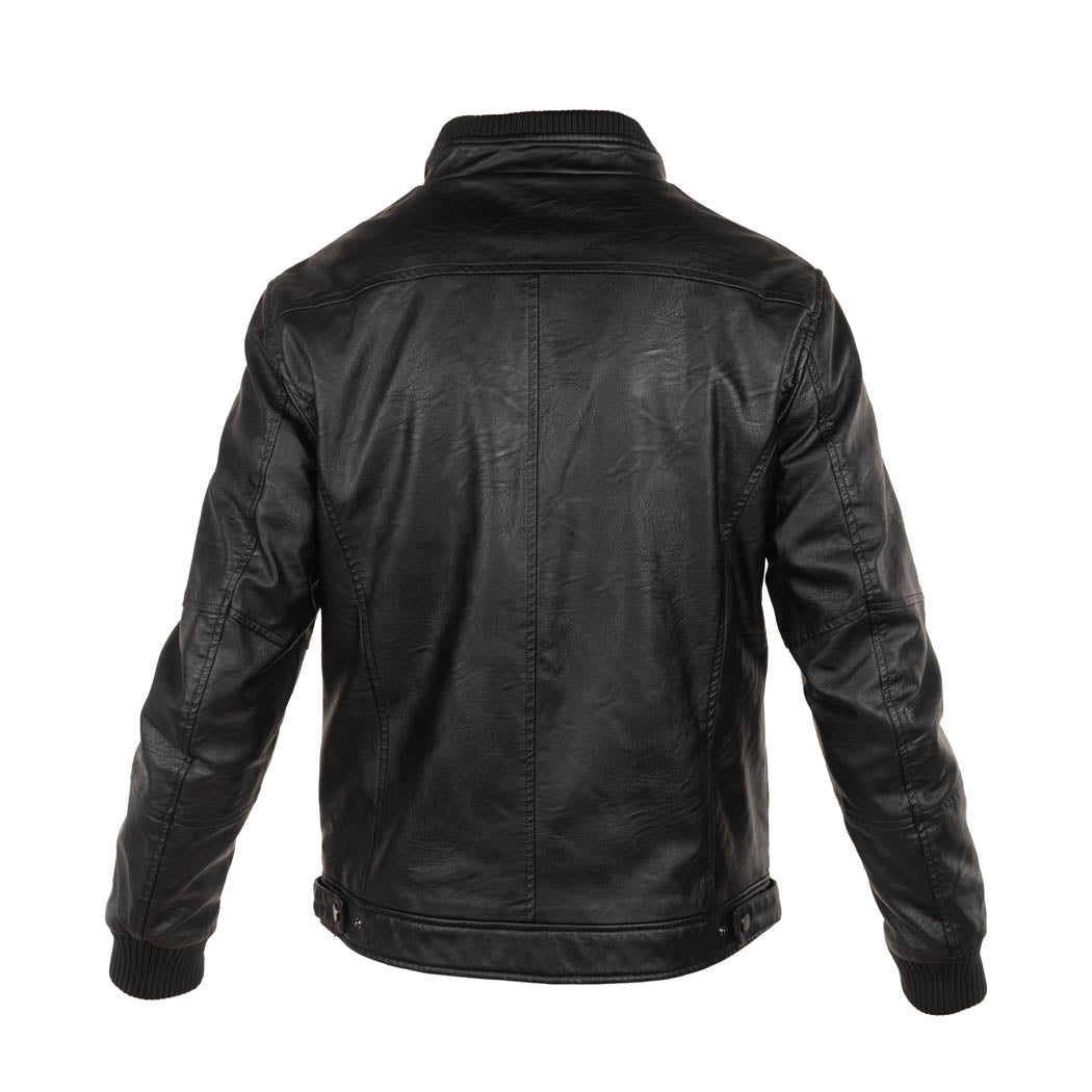 GIUBBOTTO BIKER UOMO SEINSE IN ECOPELLE - COL. NERO