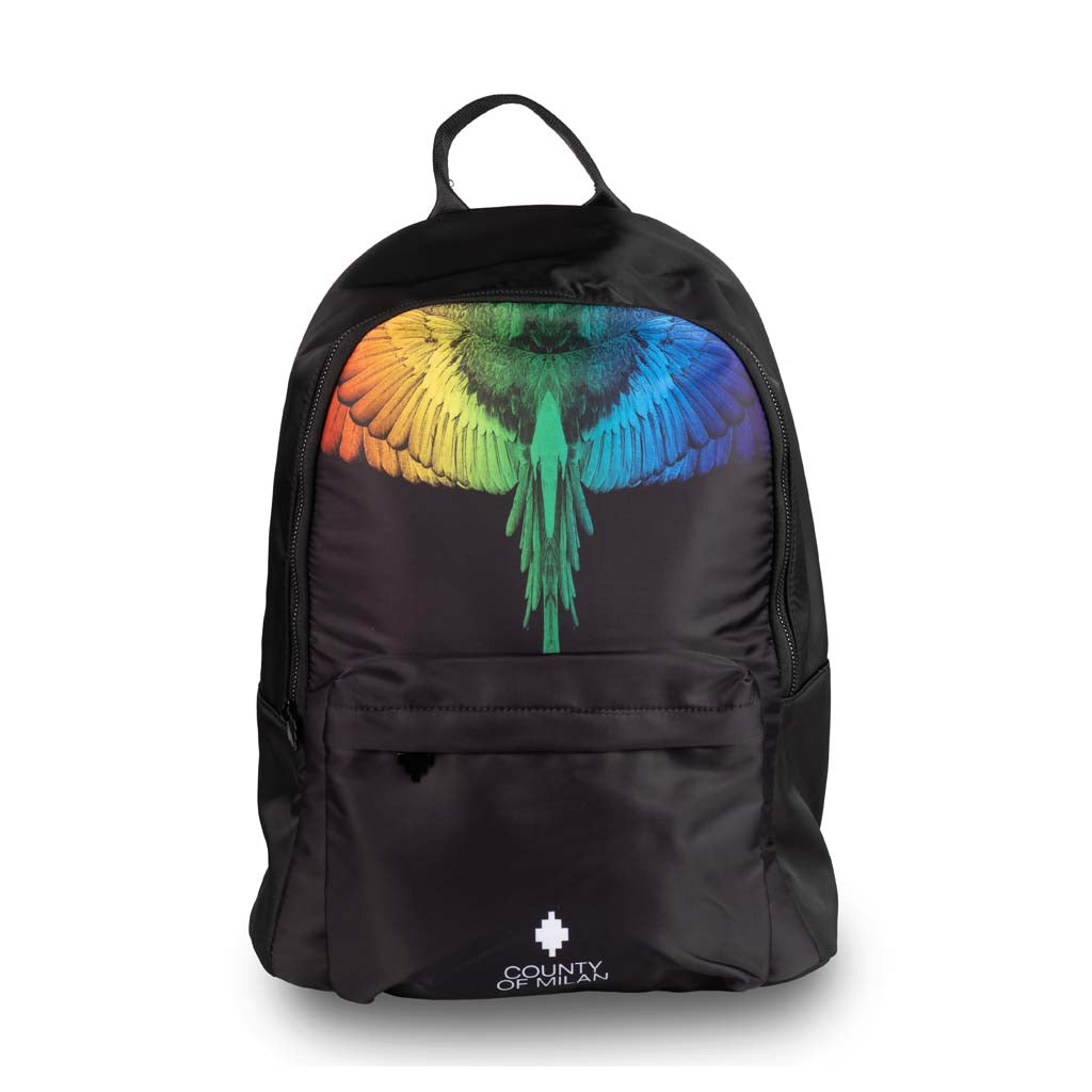 ZAINO UOMO COUNTY OF MILAN IN NYLON CON STAMPA - COL. NERO / RAINBOW WINGS